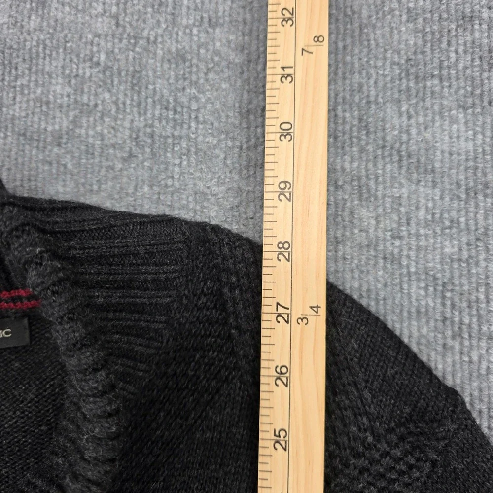 Banana Republic Mens Charcoal Black Merino Wool Blend Full Zip Sweater Size L